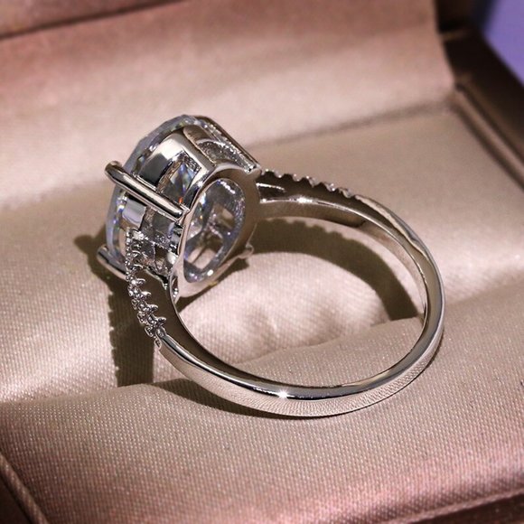 NEW 5CT Oval Diamond Silver Wedding Bridal Ring - Picture 3 of 9